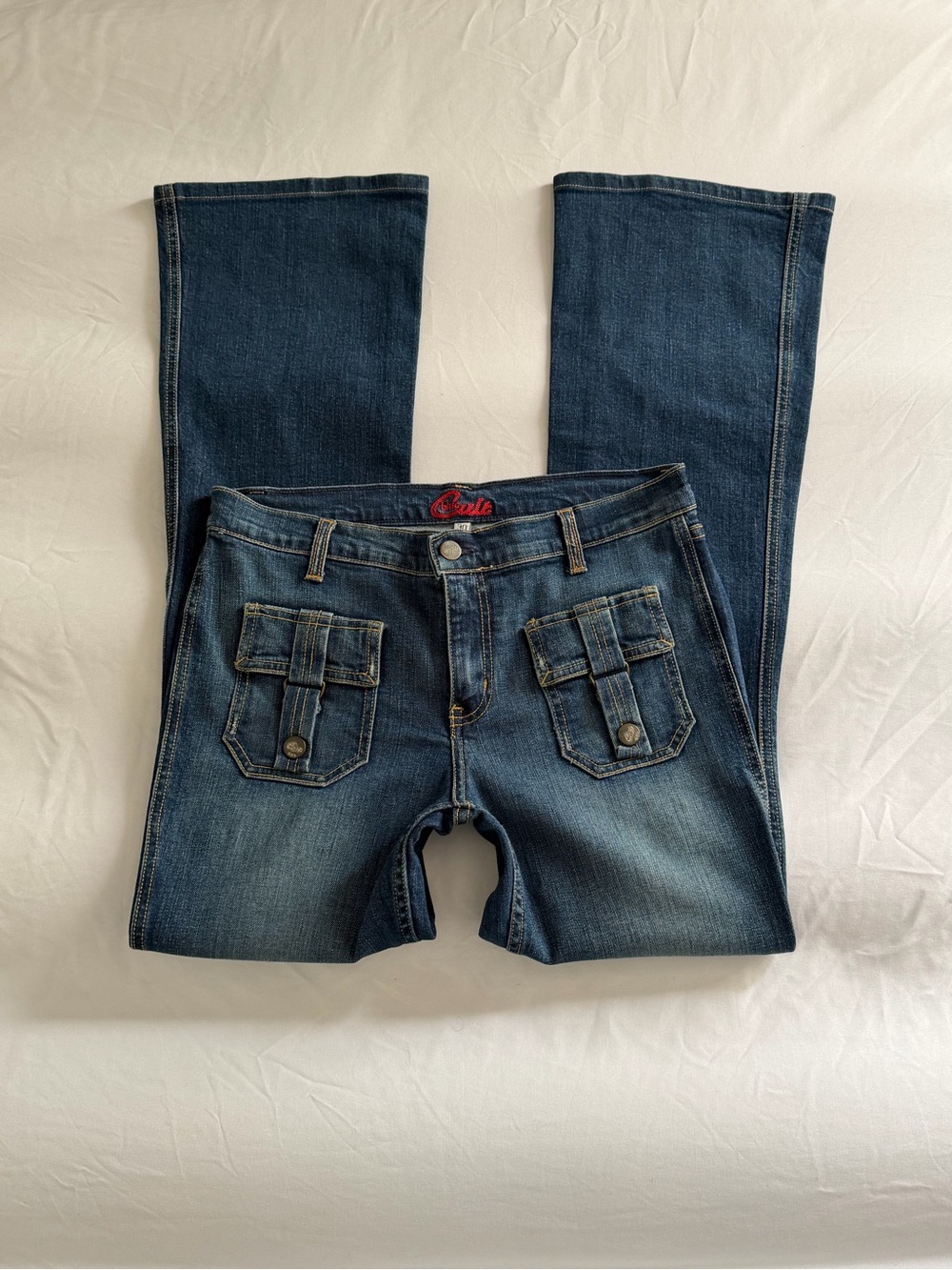 2000s low-rise bootcut blue cult jeans